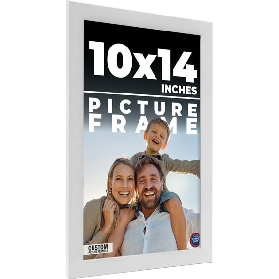 14x10 White Wood Picture Frame - UV Acrylic, Foam Board Backing, Hanging Hardware