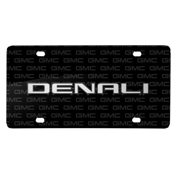 GMC Denali 3D Nameplate on Logo Pattern Black Aluminum License Plate