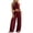 Wine, variant on Two Piece Outfit Sets for Women Dressy Casual Plus Size Summer 2026 Solid-Color Sleeveless Top Pocket Elastic Waist Pants Outfit Sets