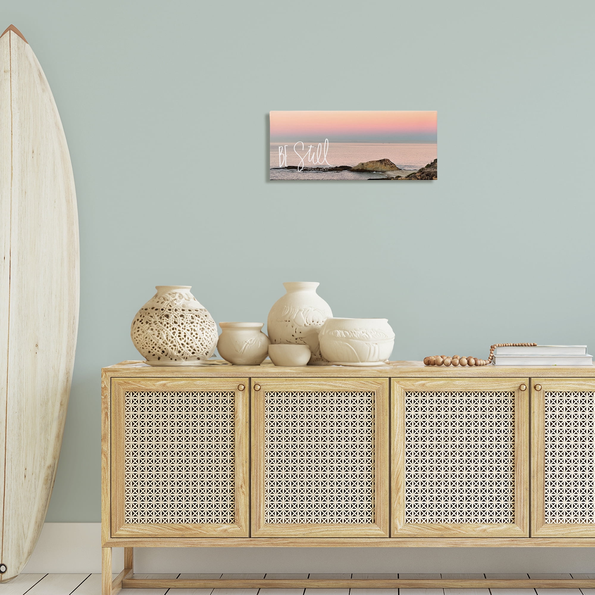 Stupell Industries Be Still Peaceful Beach Landscape Painting Gallery Wrapped Canvas Art Print Wall Art, 24 x 10