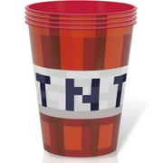 Minecraft Adventure Cups - 10oz Red Plastic Drinkware for Kids' Birthday Parties and Gaming Events - Durable and Reusable Fun for Every Celebration!