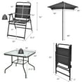 thumbnail image 4 of Costway 6PCS Patio Furniture Dining Set Folding Chairs Glass Table W/Umbrella Deck Grey, 4 of 12
