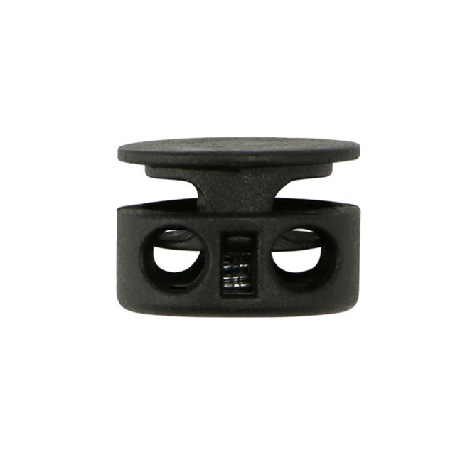 Guardurnaity 100 piezas tapón de plástico Cordón de zapato bloqueo de cordón de un solo agujero doble sujetador de resorte Clip cordón Toggle Accesorios de disfraces negro 14 1.55*1.05