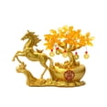 thumbnail image 1 of Estatua de caballo del árbol del dinero del Feng Shui Decoración del Año Nuevo chino Decorativa china Dorado, 1 of 8