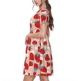 thumbnail image 2 of Naloa Red Strawberry Print Womens Summer A-Line Dress with Pockets,Short Sleeve Dresses,Flowy Beach Swing Dress for Vacation Travel, 2 of 6