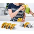 thumbnail image 2 of 4PCS Support de Taco en Acier Inoxydable avec Poignée, Détient Max 3 Tacos, Forme de Vague Support de Taco Antirouille pour Four, Cuisine et Restaurant - Argent, 2 of 5