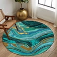 thumbnail image 2 of Large Round Rug 8Ft Washable Non-Slip, Dark Green Marble Circle Area Rugs for Living Room Bedroom, Modern Abstract Art Marble Fluid Indoor Floor Mats Carpet Runner for Home Decor, 2 of 8