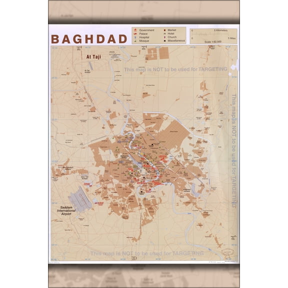 24"x36" Gallery Poster, cia map of baghdad iraq 2003
