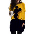 thumbnail image 3 of Camiseta de mujer nueva de primavera y otoño tallas S-3XL grande color sólido manga larga suelta Disney Mickey Mouse Casual Harajuku cintura T-sh, 3 of 5