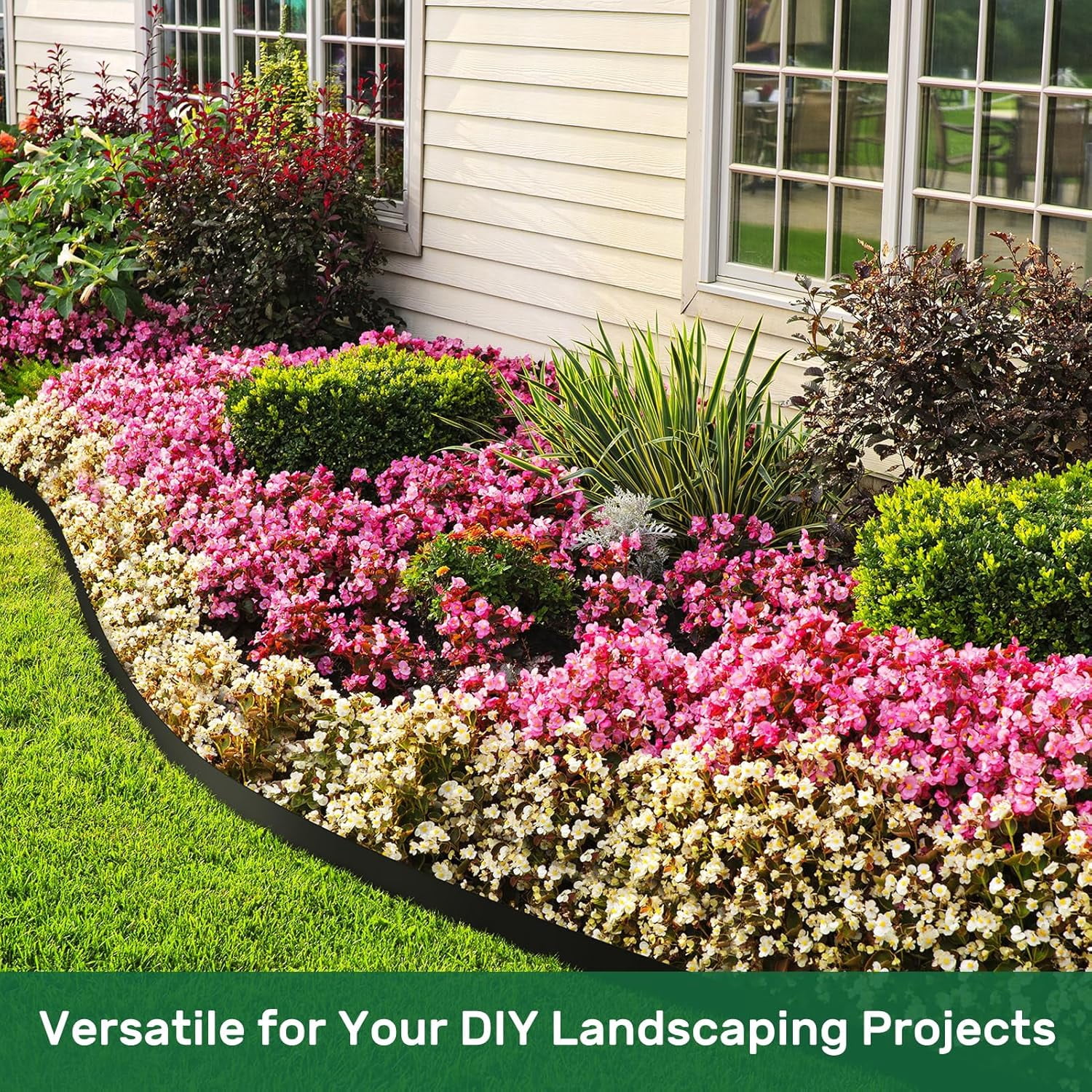 Landscape Edging Kit, 40ft Garden Edging Border 2 Inch Tall with 36 Pcs Spikes, Edging for Landscaping, Garden