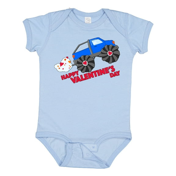 Inktastic Happy Valentine's Day-monster Truck Boys or Girls Baby Bodysuit