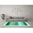 thumbnail image 3 of Ahgly Company Machine Washable Indoor Square Solid Turquoise Blue Modern Area Rugs, 7' Square, 3 of 4