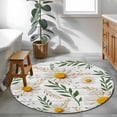 thumbnail image 3 of Round Rug 4Ft Washable Non-Slip, Spring Daisy Circle Area Rugs for Living Room Bedroom, Farmhouse Country Flower Leaf Plant Wood Grain Indoor Floor Mats Carpet Runner for Home Decor Aesthetic, 3 of 8