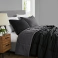 thumbnail image 4 of Truly Soft Everyday Reversible 100% Microfiber Polyester Black/Dark Grey 2-Piece Twin XL Comforter Set, Solid Casual themed, Adult Bedding, OEKO-TEX Certified, 4 of 9