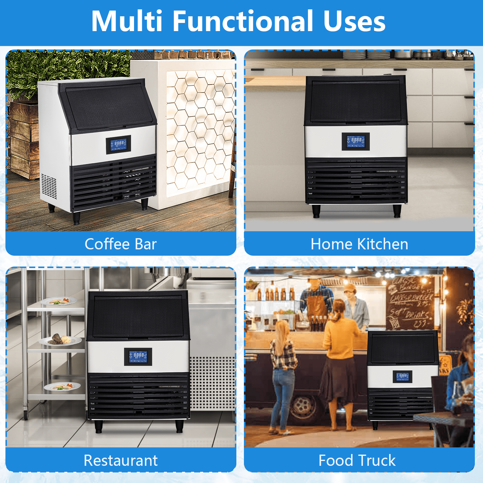 Commercial Ice Maker Machine 110LBS/24h 176LBS/24h 440LBS/24h, Freestanding Countertop Ice Makers for Home Bar Restaurant Café