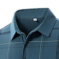 thumbnail image 4 of Qiyinn Men Short Sleeve Polo Shirt Classic Plaid Collar Button Down Casual Summer Cotton Blend Tops for Adult, 4 of 4
