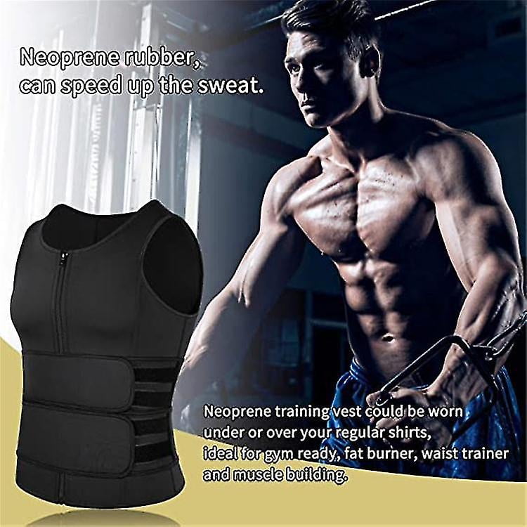 Men Body Shaper Waist Trainer Sauna Vest Double Belt Abdomen Slimming Sweat Vest Fitness Belt.black