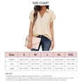 thumbnail image 6 of Sarapandan Women Shirt V Neck Lapel Short Sleeve Pure Colour Casual Summer Blouse for Home Office Khaki M, 6 of 6