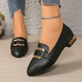 thumbnail image 2 of Womens Loafers Wide Width, Slip On Low Heel Loafers for Women, British Style Metal Buckle Comfortable Flats Shoes for Spring, Black/White, 2 of 10
