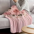 thumbnail image 3 of Pink Roses Romantic Blanket Soft Cozy Warm Throw Blanket for Couch, Plush Fuzzy Flannel Fleece Blankets for Sofa, Watercolor Botanical Floral Bed Blankets Lightweight Gifts for Women, 40"x60", 3 of 9