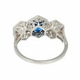 thumbnail image 5 of HeartsAndYou 1.7ct Natural Blue Sapphire & Diamond Art Deco Trilogy Ring 14k SOLID White Gold, 5 of 9