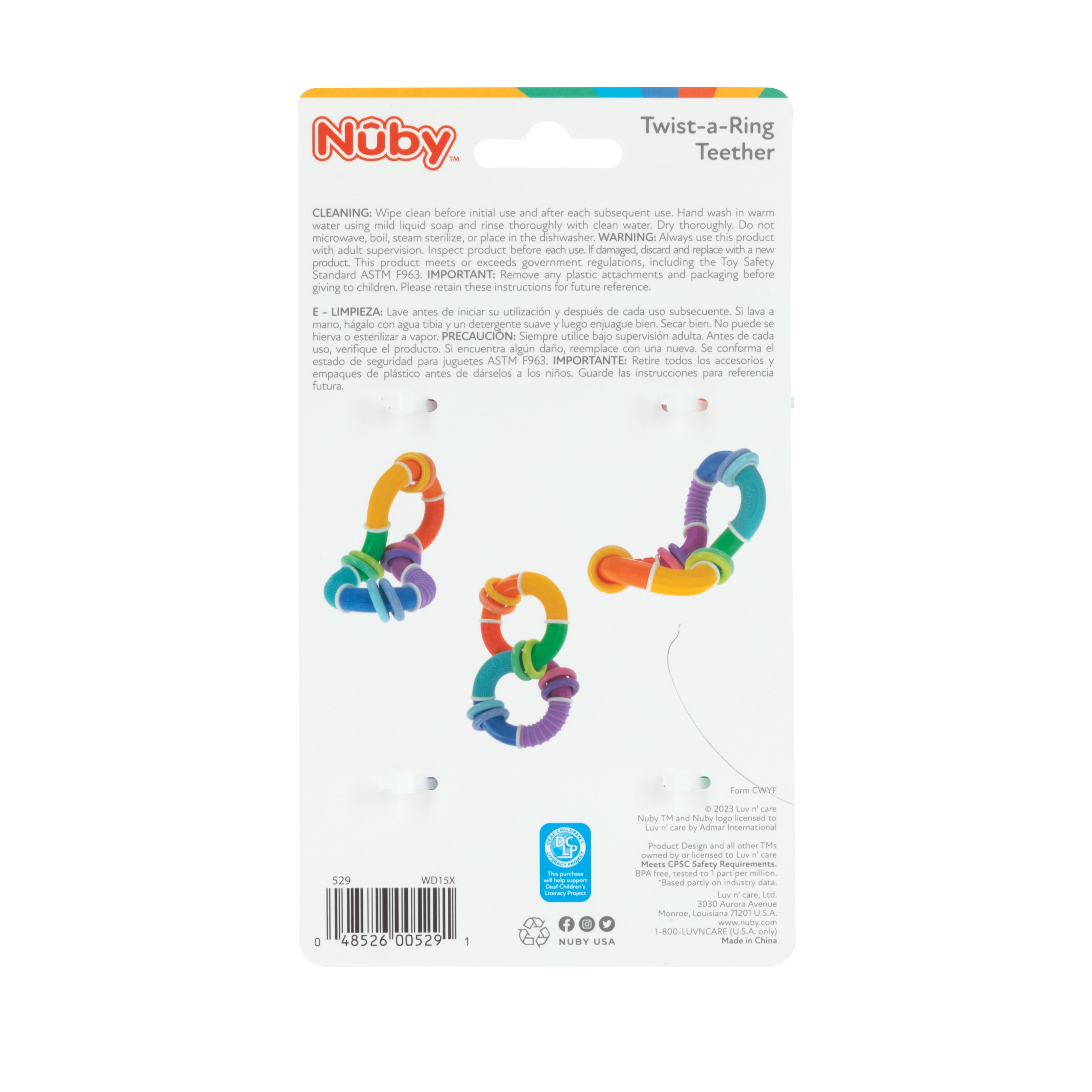 Nuby Twist Ball Teether Activity Toy With Rattle And Fun Bright Colors  Develops Fine Motor Skills  3   Months