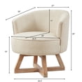 thumbnail image 3 of Aurora Classic 360° Linen Upholstered Swivel Accent Chair with Solid Wood Cross-Shaped Legs, Beige, 3 of 5