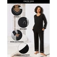 thumbnail image 3 of Ekouaer Womens Pajama Sets 2 piece Lounge Sets for Women V-neck Long Sleeve Top and Elastic Waist Pants with Pockets, 3 of 5