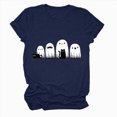 thumbnail image 4 of TOWED22 Halloween Shirts Woman Ghost Pumpkin Crewneck Short Sleeve Tee Shirt Funny Tops Tshirts(Navy,S), 4 of 5
