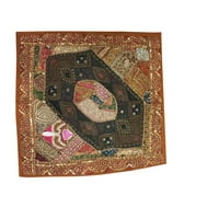 Mogul Decorative Cushion Case Patchwork Embroidered Sequin Beaded Cotton Pillow Cover