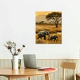 thumbnail image 3 of Acheng Safari Wall Art Canvas African Animal Painting Picture Mom and Baby Elephant Artwork for Home Office Wall Decor Framed 16x20 in, 3 of 5