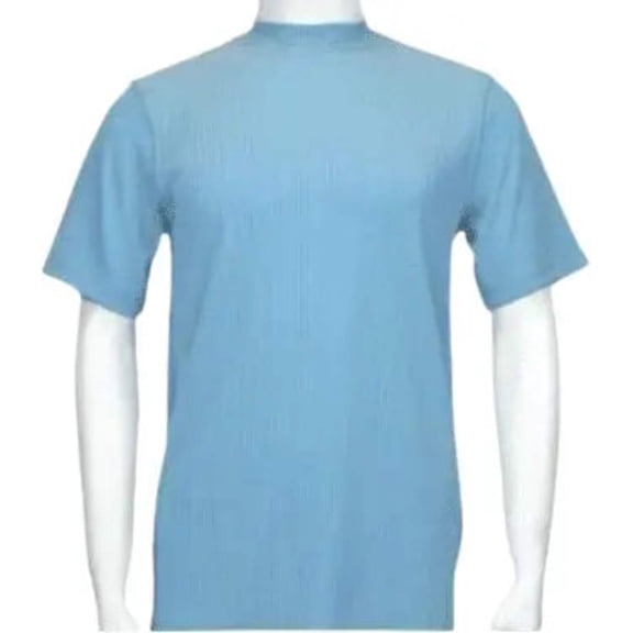 Men Dressy T-Shirt LOG-IN UOMO Soft Crew Neck Corded Short Sleeves 218 Sky Blue