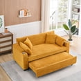 thumbnail image 5 of 80" Orange Corduroy Expandable Sofa Bed, Multifunctional Sleeper Couch with Cup Holder, Convertible Sectional Sofa for Living Room, Apartment, Bedroom, 5 of 9