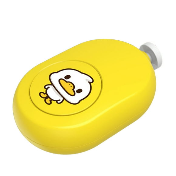 Baby Electric Nail File Quiet Stable Cute Duck Pattern Baby Nail Trimmer with 4 Grinding Heads Yellow