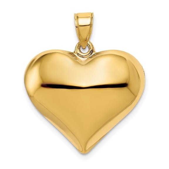 Auriga Fine Jewelry 10K Yellow Gold 3-D Heart Pendant for Women (L- 0.98 inch, W-0.87 inch)