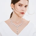 thumbnail image 4 of Bridal Jewelry Set Pearl Rhinestone Wedding Necklace with Earrings & Bracelet, 4 of 10