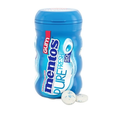 Mentos Gum Sugar-Free Fresh Mint Chewing Gum, 50 Regular Size Pieces, Bottle