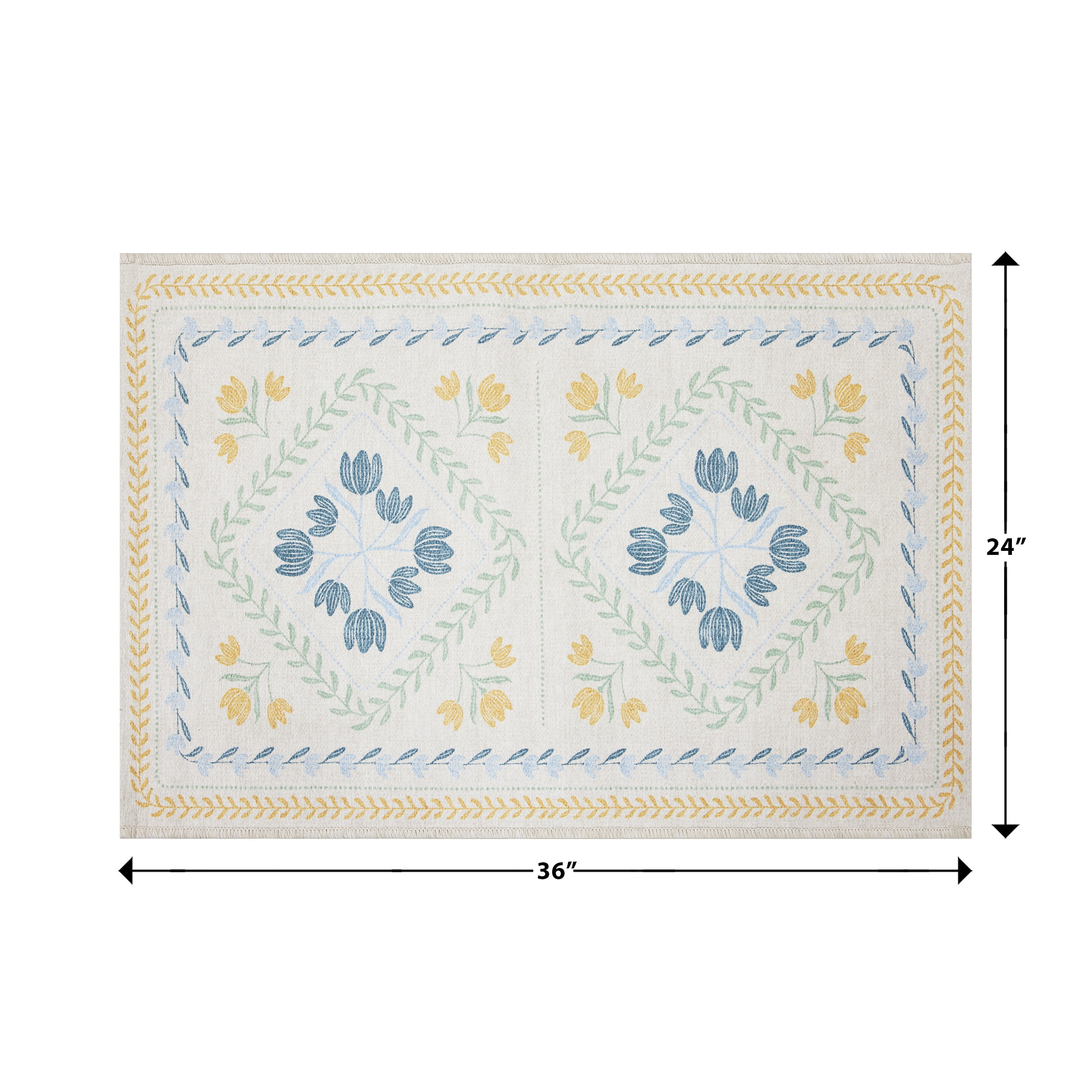 Better Homes & Gardens Blue & Yellow Soliel Floral 24" x 36" Accent Rug