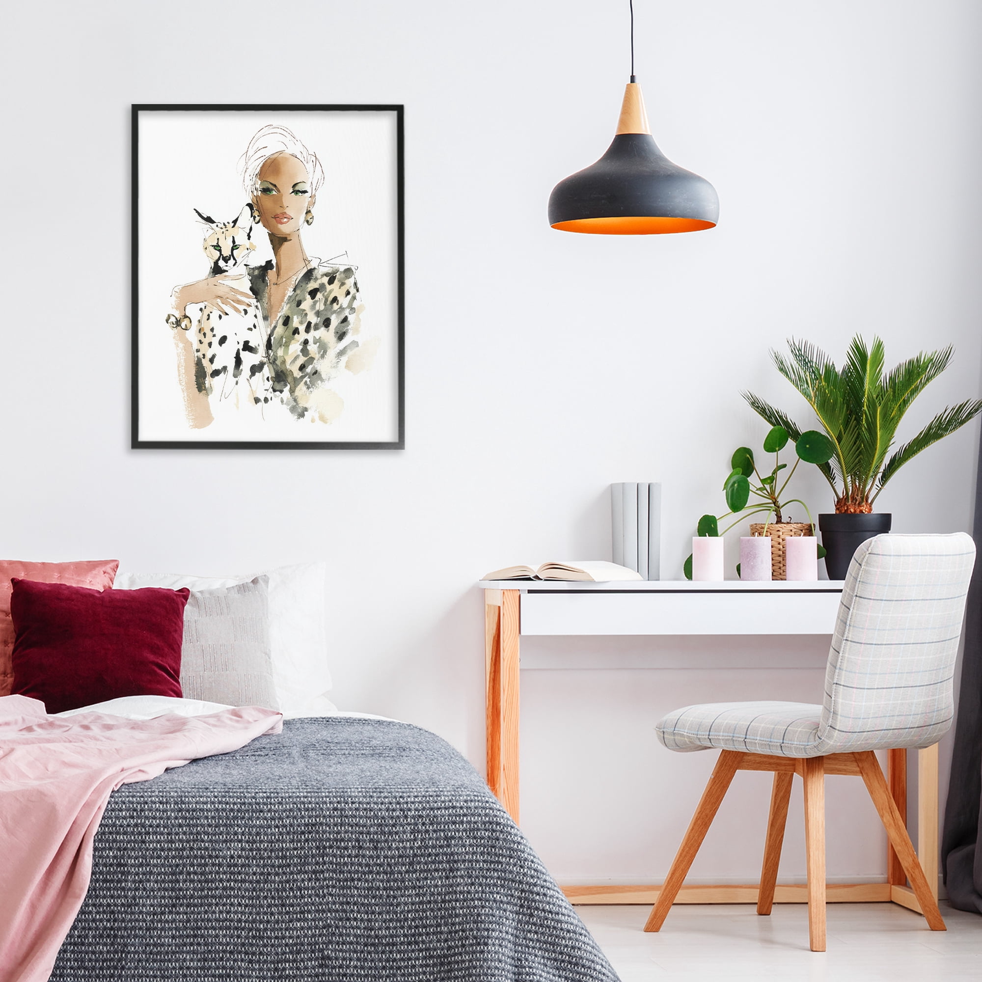 Stupell Industries Fashion Hunt Elegant Woman Black Framed Giclee Art, design by Svetlana Aleynikova