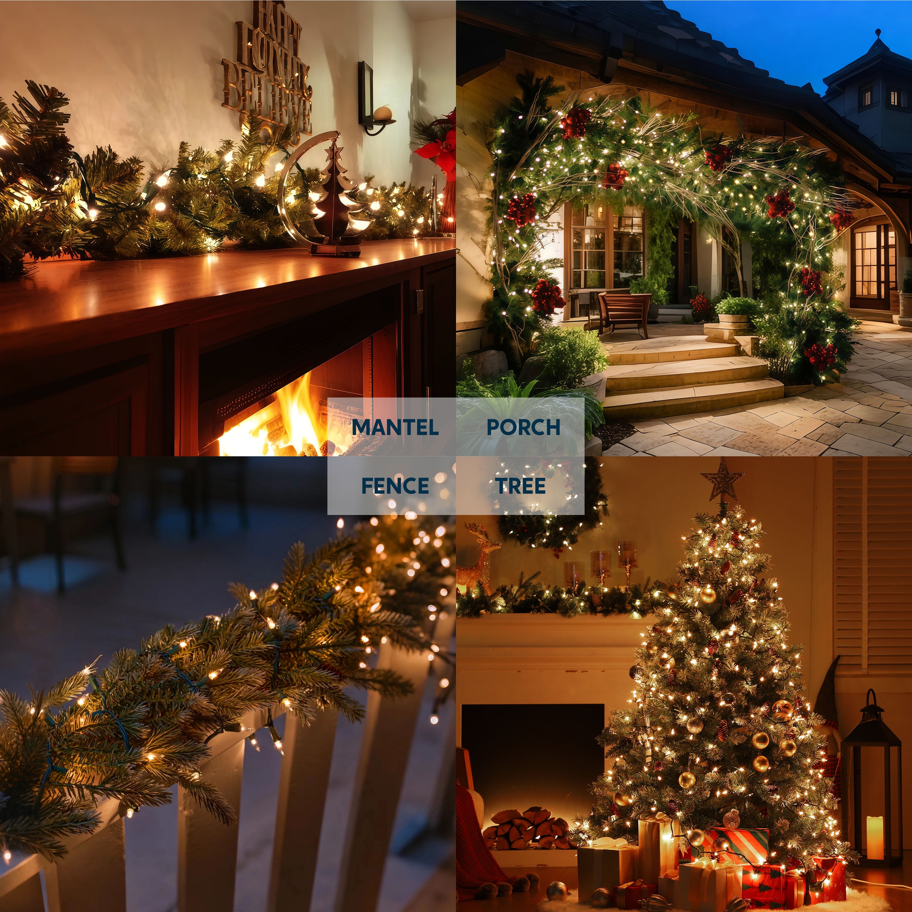 Joyfy Clear Christmas Lights,67.5FT 300(3x100)-Count Led Warm White Christmas String Lights,Connectable Green Wire Xmas Tree Lights for Indoor Outdoor Christmas Decorations Holiday Party Decor