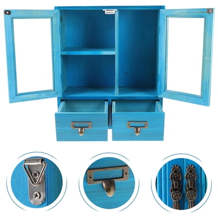 Topbathy Cabinet Storage Shelf Rack Wooden Blue 1Pcs
