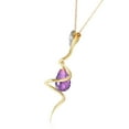 thumbnail image 2 of Galaxy Gold 14K Solid Yellow Gold 22" Snake Necklace with 2.28 CT Natural Diamonds and a Dangling Briolette Amethyst Drop, 14"-24" Sizes, February Birthstone, Symbol of Serenity, 2 of 3