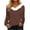 Brown, variant on Lindreshi Christmas Shirts for Women Fashion Woman Long Sleeve V-Neck Printing Blouse Causal Pullover Long Sleeve Tops