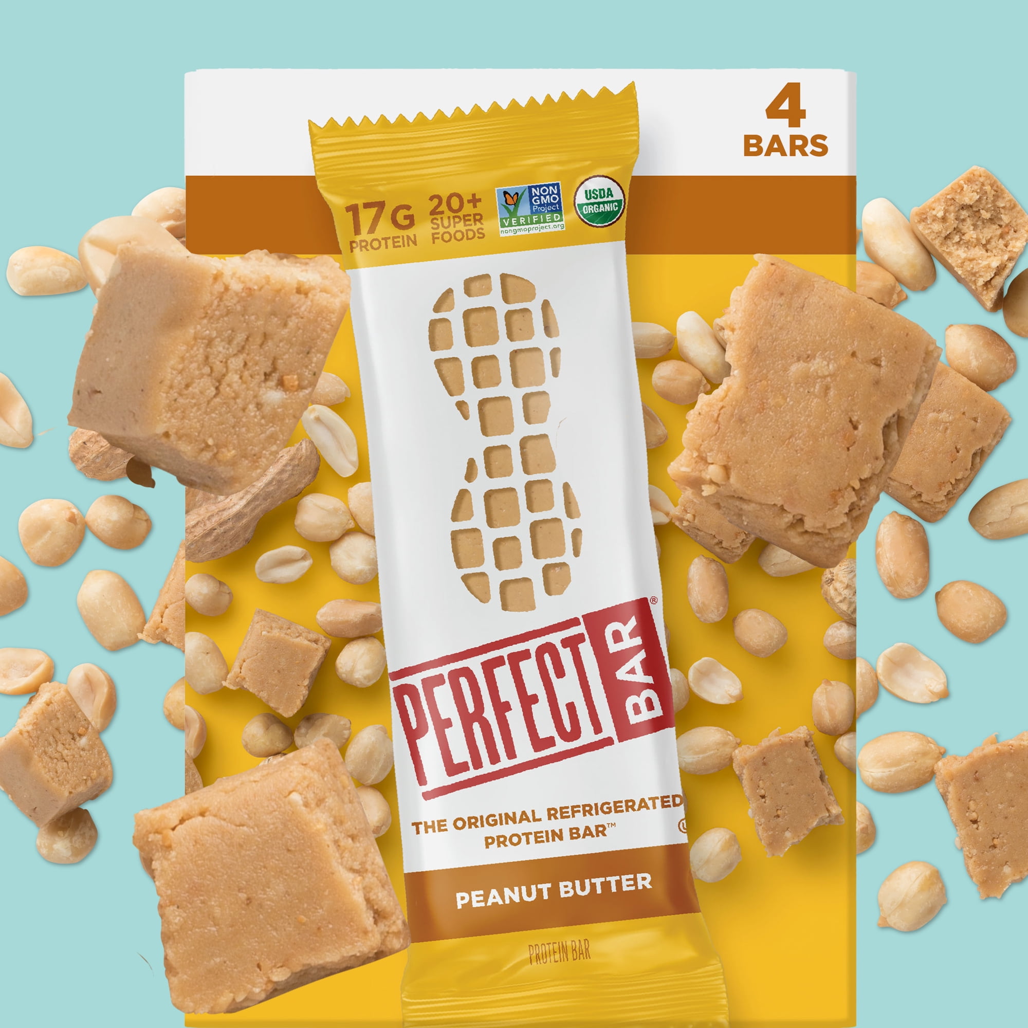 Perfect Bar Gluten-Free Peanut Butter Refrigerated Protein Bar, Organic, 4 count, 2.5 oz