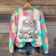 thumbnail image 1 of Christmas Day Color Blocked Women's Hoodie Cute Cartoon Autumn/Winter Long Sleeved Round Neck Clothing Fashion Sportswear 2024, 1 of 5