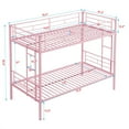thumbnail image 4 of PARPOOS Metal Twin Over Twin Bunk Bed with 2 Ladders, Twin Bunk Beds fo Teens with Full Length Guardrails, Convertible Bunk Bed Can Be Divided Into 2 Twin Beds, No Box Spring Needed, Pink, 4 of 9