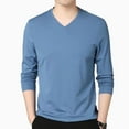 thumbnail image 2 of Ana Mens Casual Slim Fit V Neck Long Sleeve T-Shirt Muscle Workout Tee Top Blouse, 2 of 9