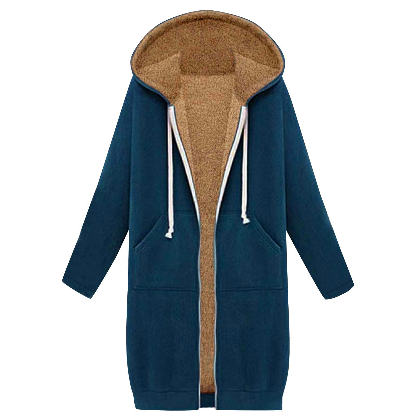 Meihcang Sherpa Lined Hoodie Jacket Women Winter Warm Thicken Zip