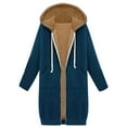 thumbnail image 2 of BiZtdJrK Women's Zip Up Hoodies Oversized Sherpa Lined Fleece Thermal Sweatshirts Solid Casual Long Hooded Jackets with Pockets Lighten Sales of the Day Navy XXL, 2 of 8