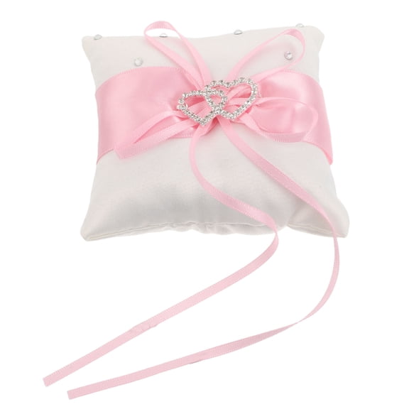 Alasum Elegant Pink Ring Bearer Pillow for Wedding Satin Polyester PP Cotton